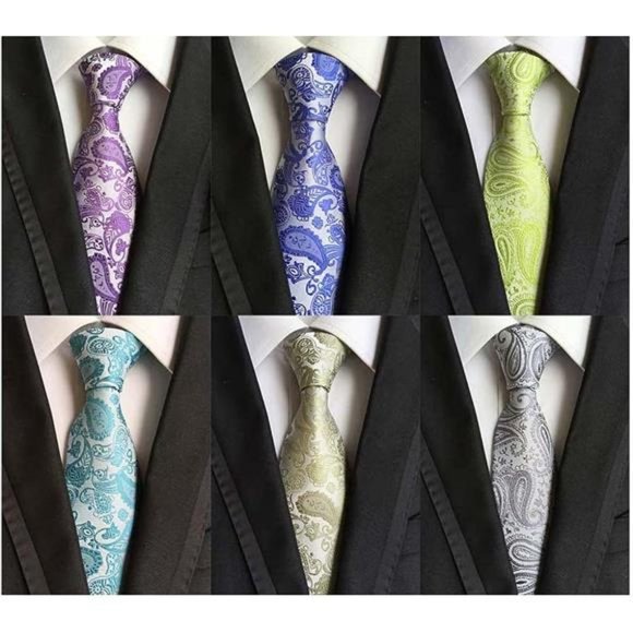 6 PCS Classic Men's Silk Tie Necktie Woven JACQUARD Neck Ties Business - Picture 2 of 6